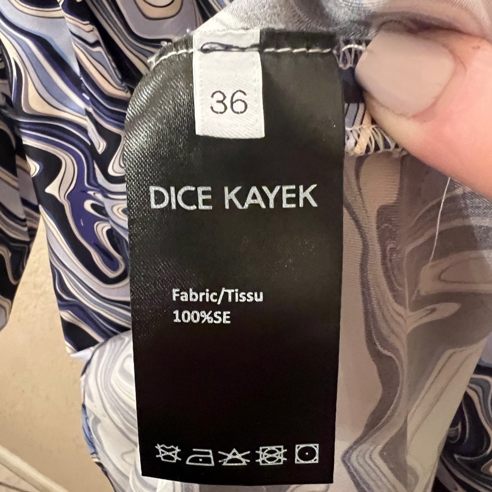 Dice Kayek ~ Paris Luxury Silk Abstract Print Midi Dress EU 36 US 4 - Picture 4 of 4